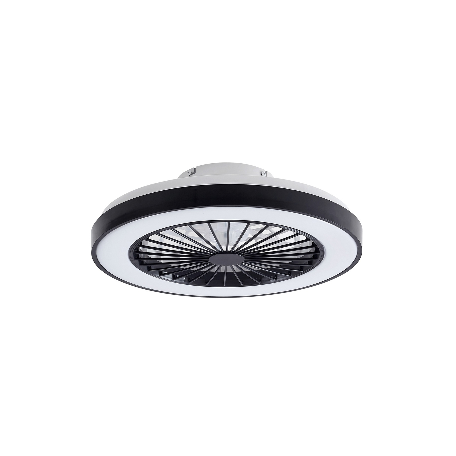 Lindby LED griestu ventilators Teleo, Ø48 cm, melns, DC, Tuya