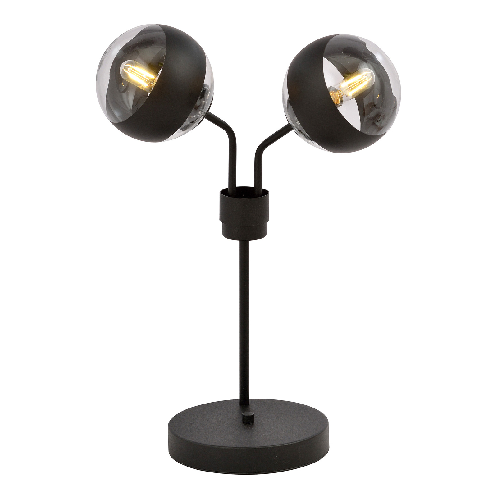 Lámpara de mesa Nova, negro/transparente, 2 luces