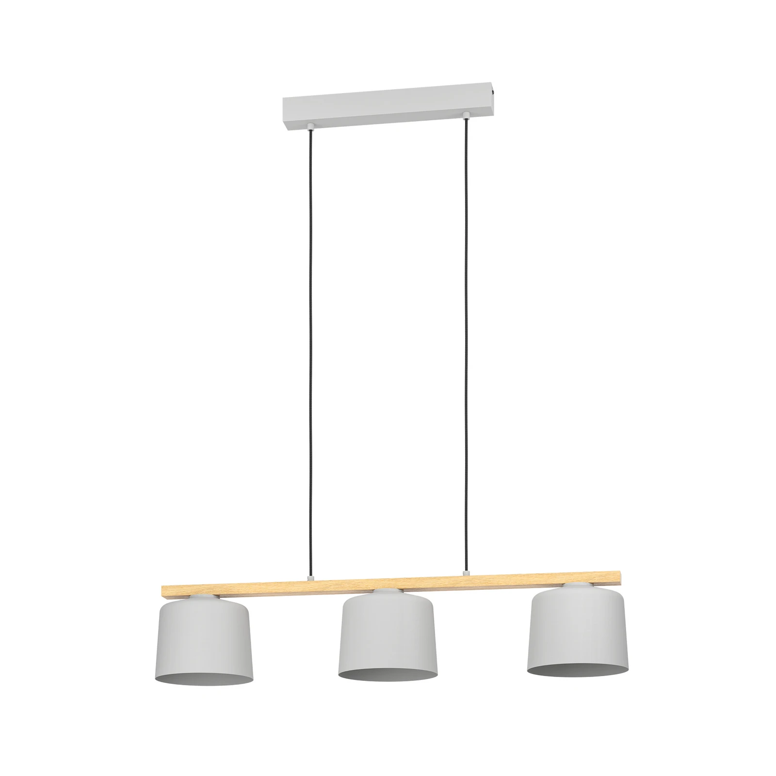 Mariel 3-lamps hanglamp lichtgrijs Natur hout