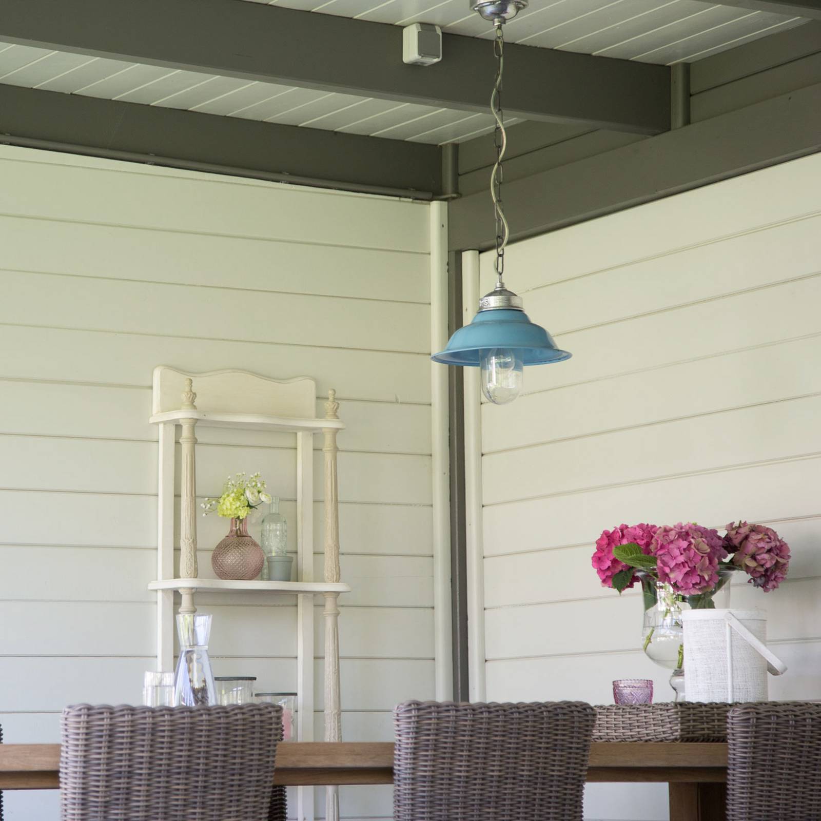 Blaue Retro-Hängeleuchte Porto Fino günstig online kaufen