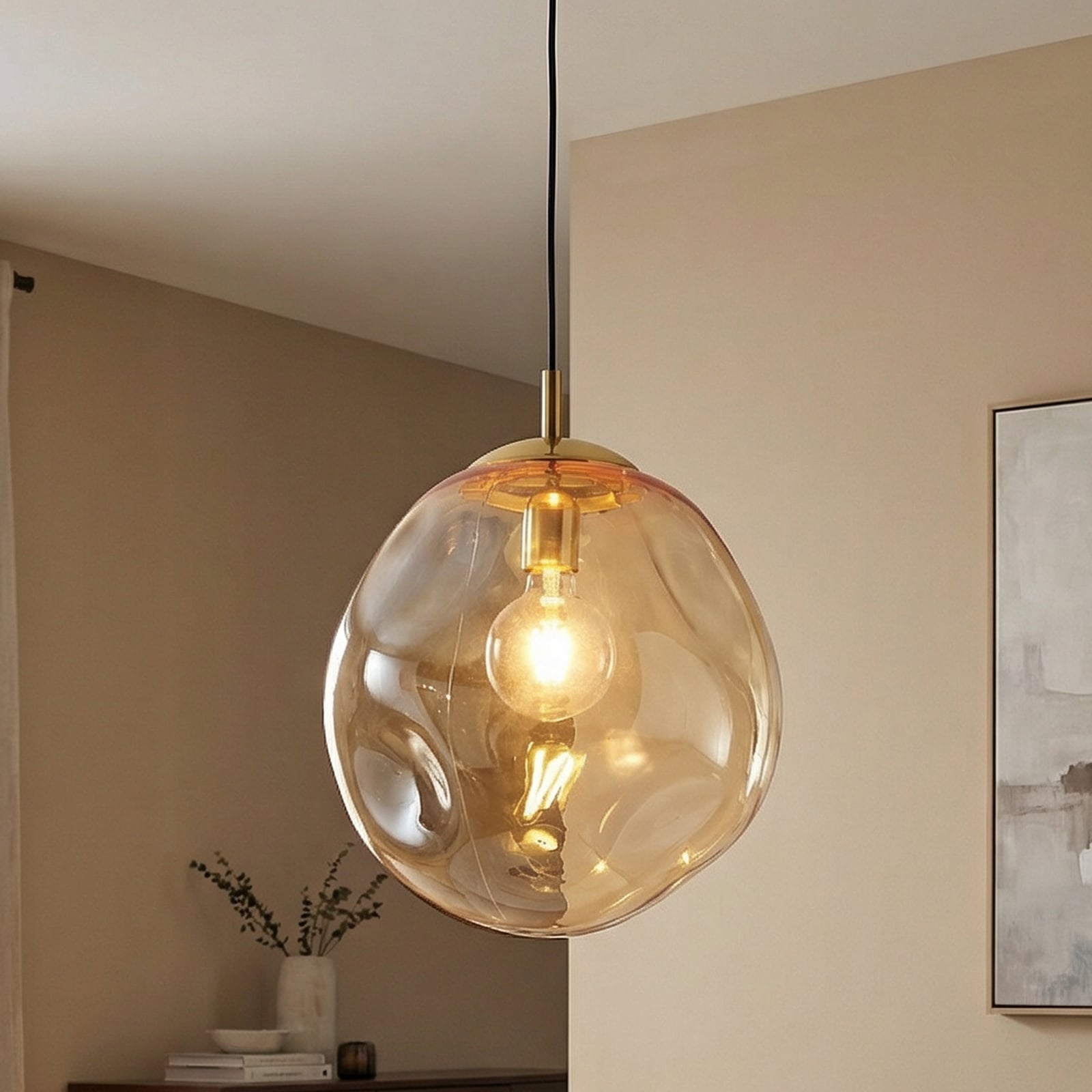 Hanglamp Sol, Ø 35cm, zwart/oranje