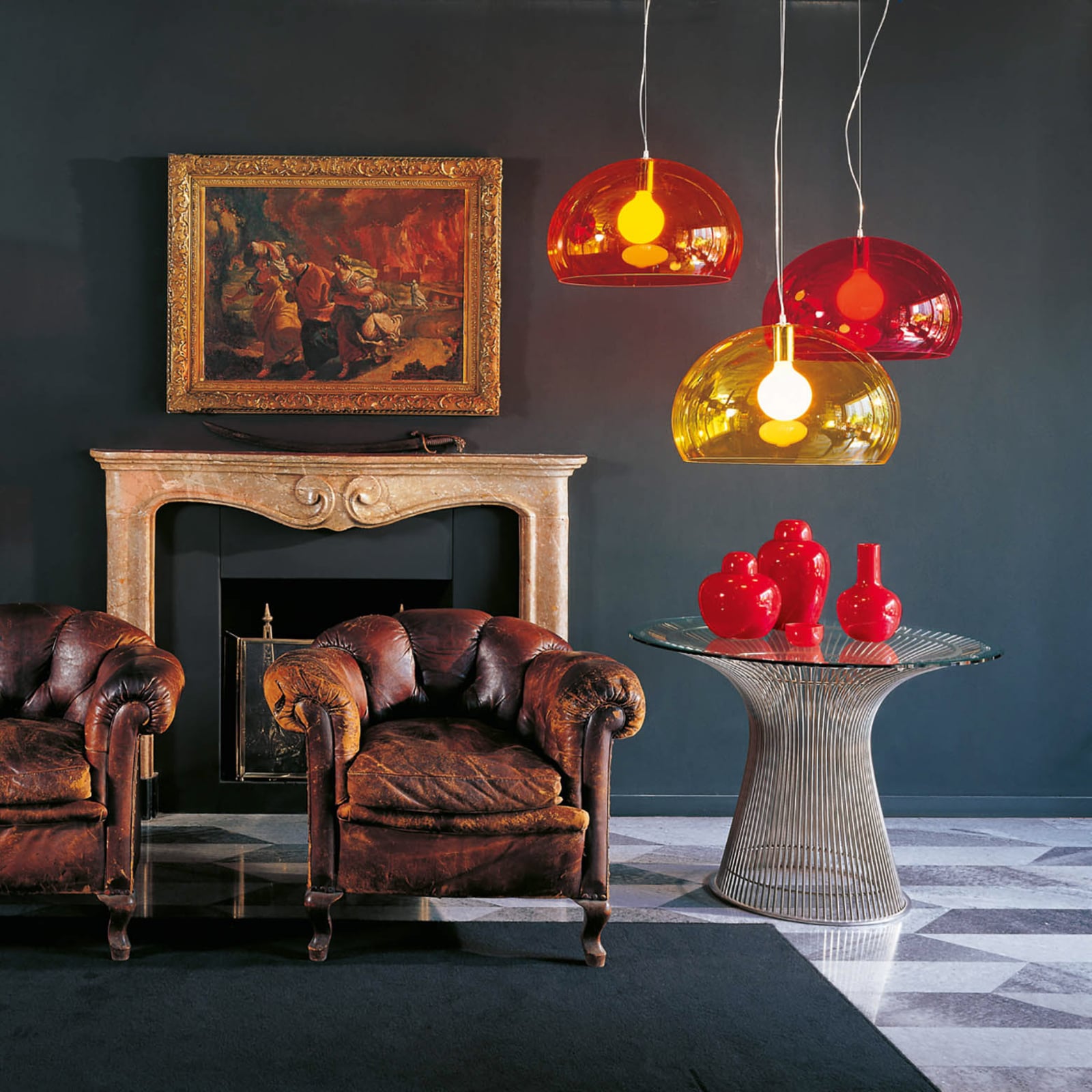 Small FL/Y LED-Hängeleuchte rot - Kartell