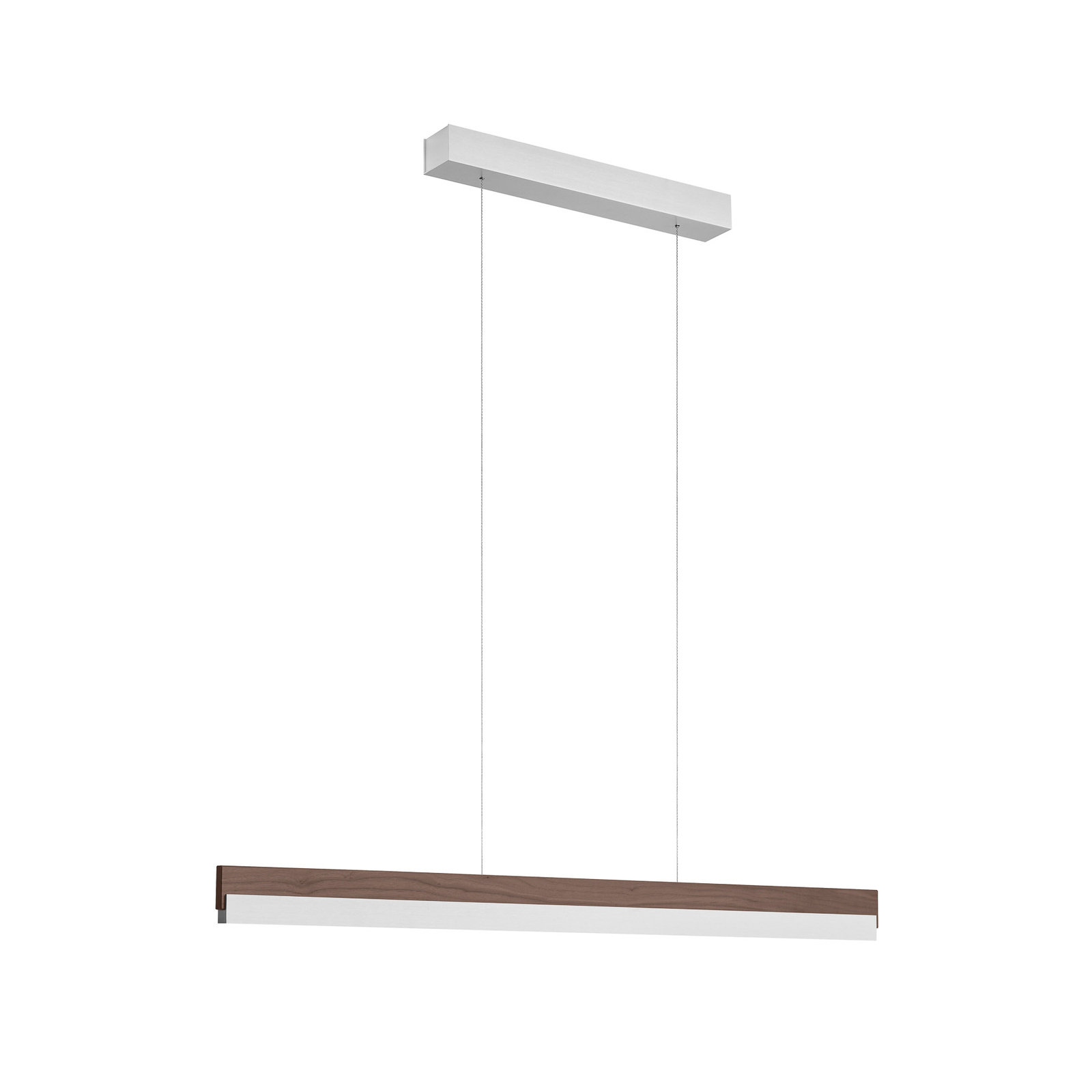 Quitani LED-hängande lampa Keijo, nickel/nöt, 103 cm