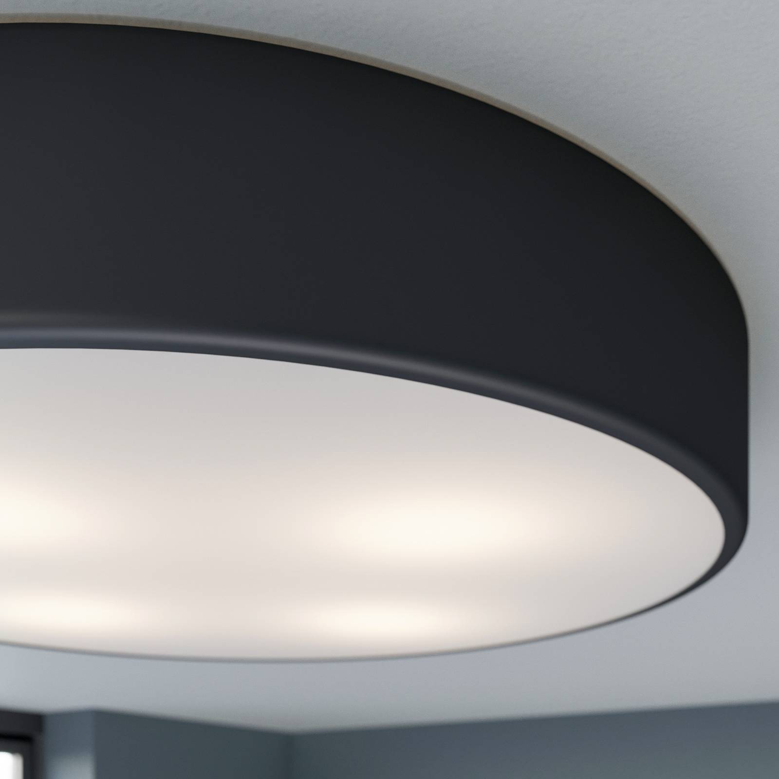 Lampa sufitowa Cleo, Ø 50 cm, IP20, czarna, metal, E27