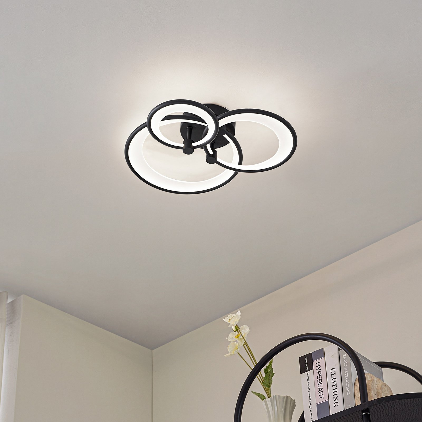 Lindby LED-Deckenlampe Sorma, schwarz, CCT, dimmbar