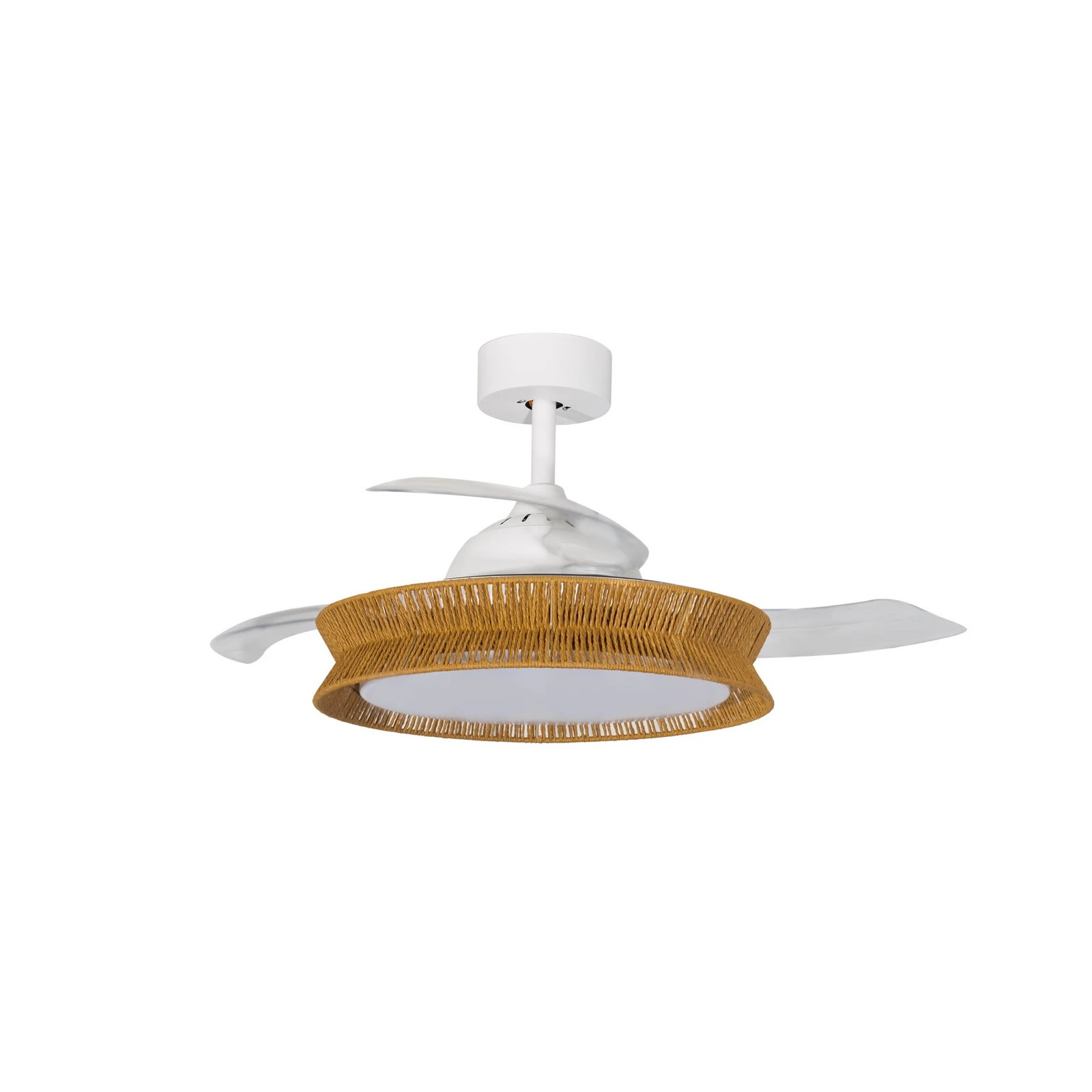 Lucande LED-ventilaator Lineta, valge, köis, Ø 103 cm, vaikne