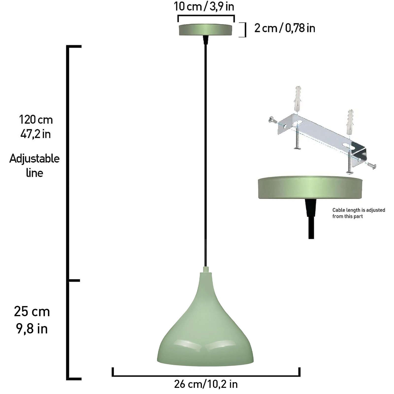 Hängeleuchte Adash, mintgrün, Metall, Ø 26 cm, E27