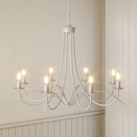 Lindby Amonja chandelier, 8-bulb, white