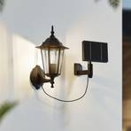 Lindby LED-Solarwandleuchte Sayata, schwarz, Alu, Laterne