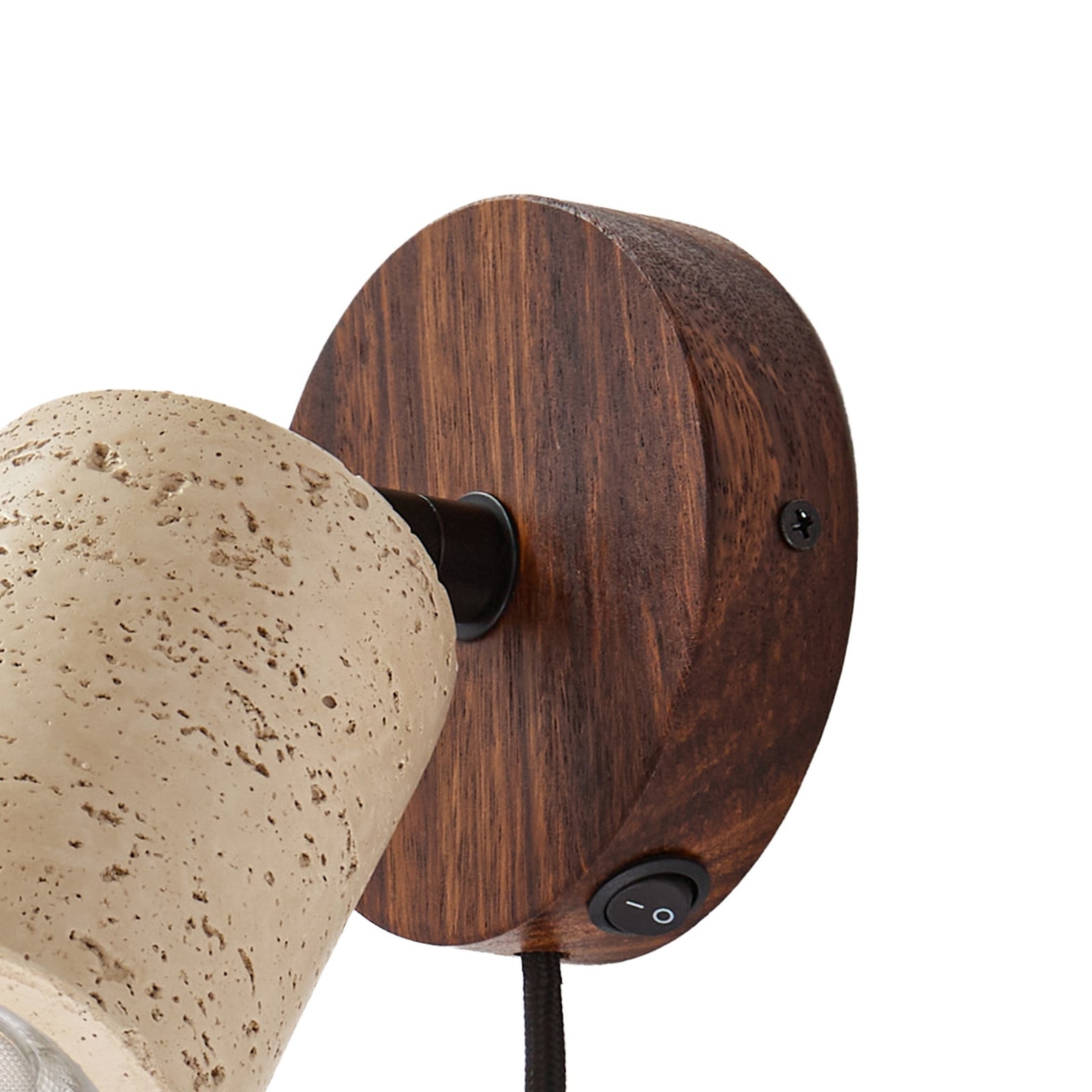 Carlotta Wandstrahler, beige/walnuss, Ø 10 cm, Holz/Beton - Lucande Carlotta Wandstrahler, beige/walnuss, Ø 10 cm, Holz/Beton - Lucande