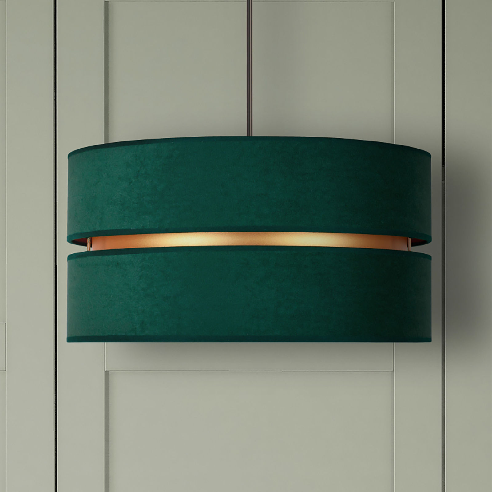 Duo hængelampe, grøn/guld, Ø 60 cm, 1 lyskilde