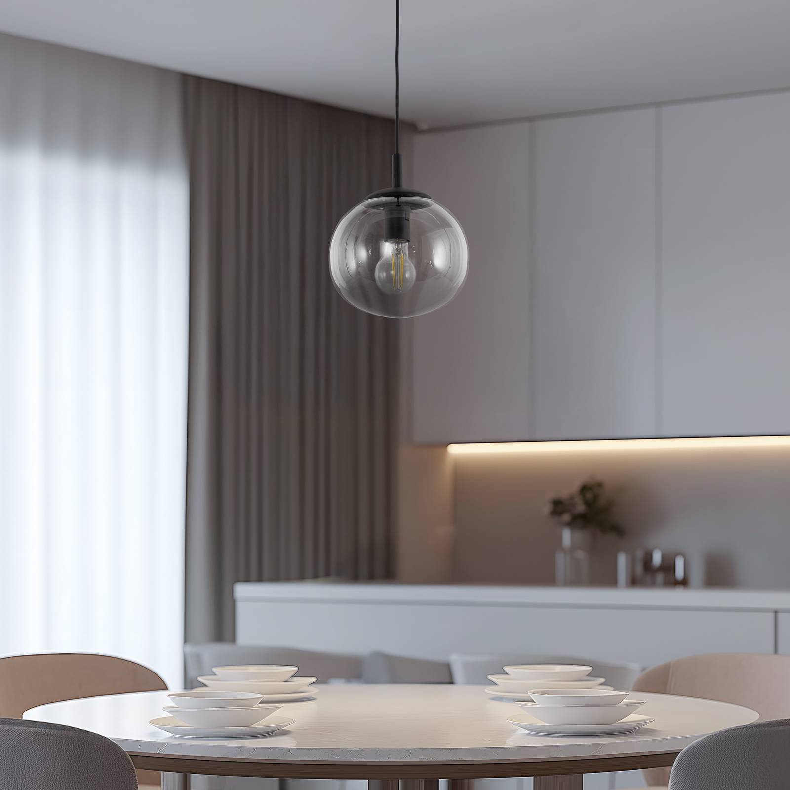 Lampa wisząca Vibe, grafitowo-szare, przezroczyste szkło, Ø 20 cm