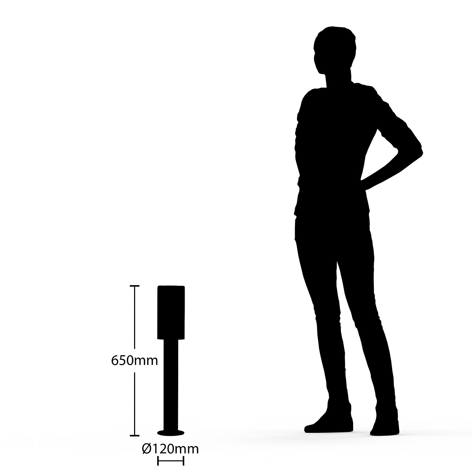 Lucande Kelini borne lumineuse, 65 cm, gris foncé