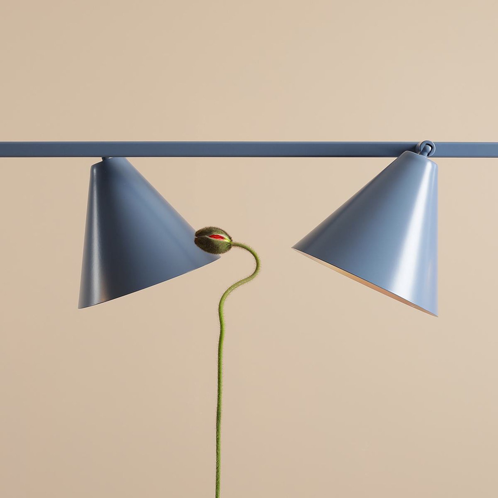 Suspension, forme 4, bleu, métal, à 4 lampes, cône, E27