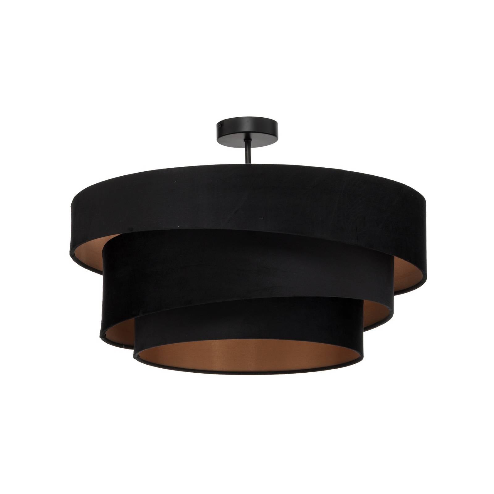 Lampa sufitowa Lindby Jusari, czarna, z tkaniny, Ø 56 cm, E27