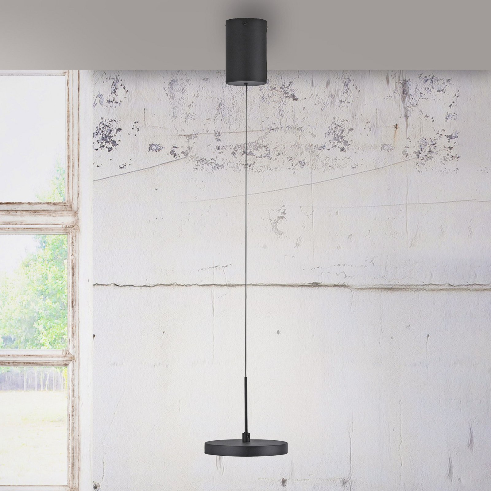 JUST LIGHT. LED-Hängeleuchte Plata, schwarz, 1-fl., 3.000 K