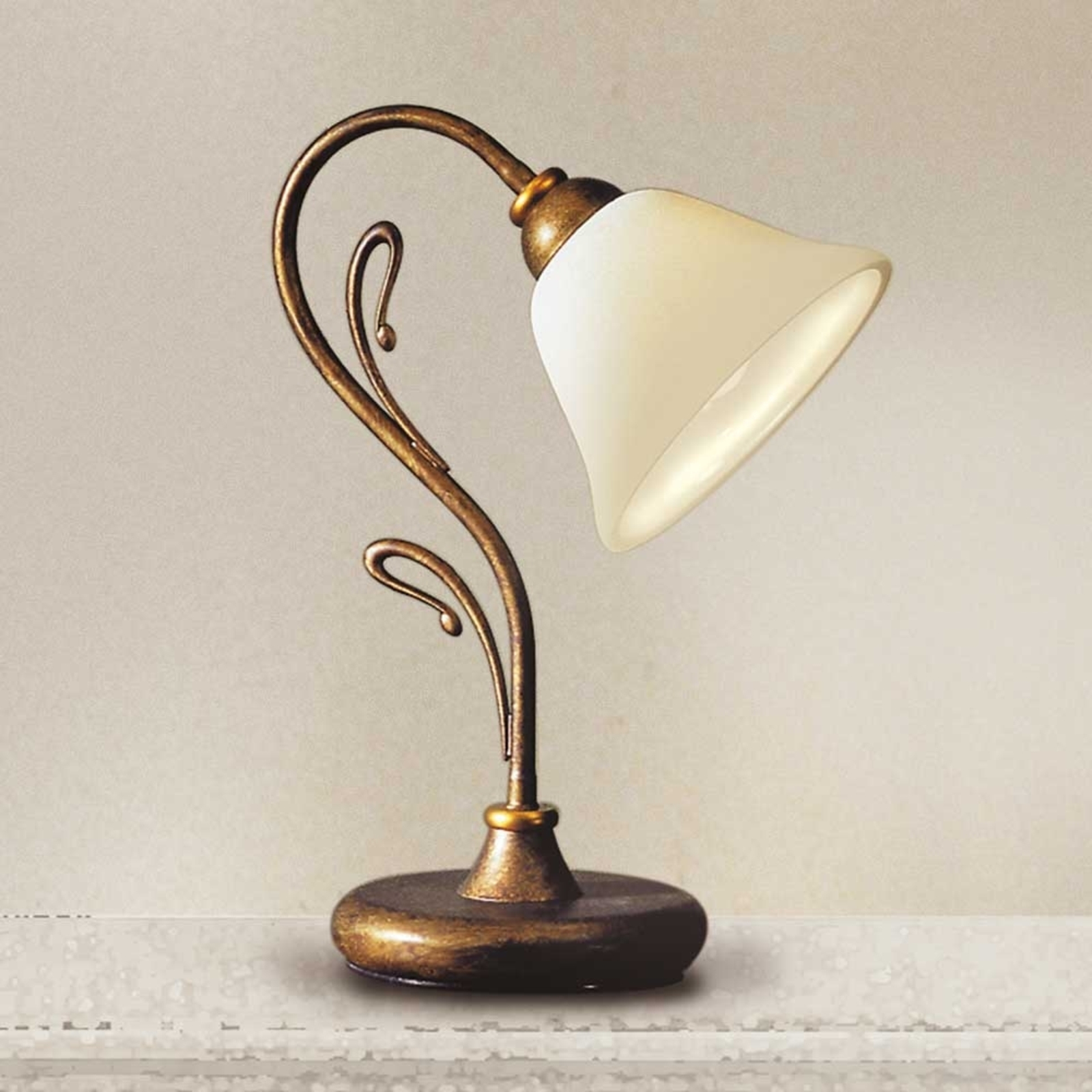 Lam Stylish table lamp Antonio, for Living / Dining Room, metal, glass, E14, 40 W, energy efficiency: A++, H: 35 cm