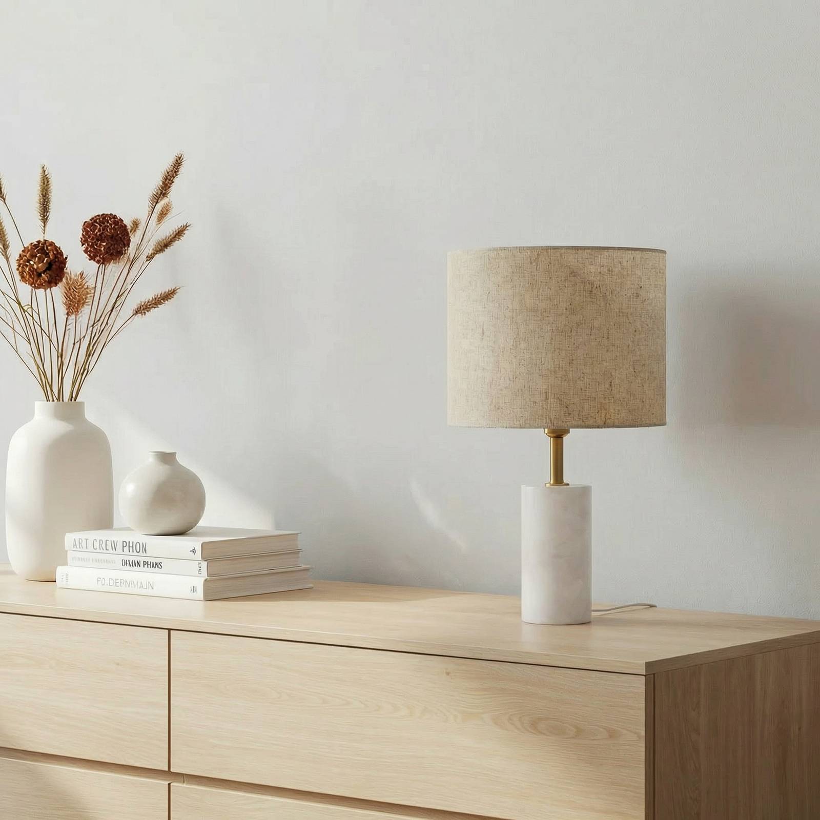 Lindby Tischlampe Alabaster, weiß/beige, Ø 25cm, Marmor, E27 günstig online kaufen