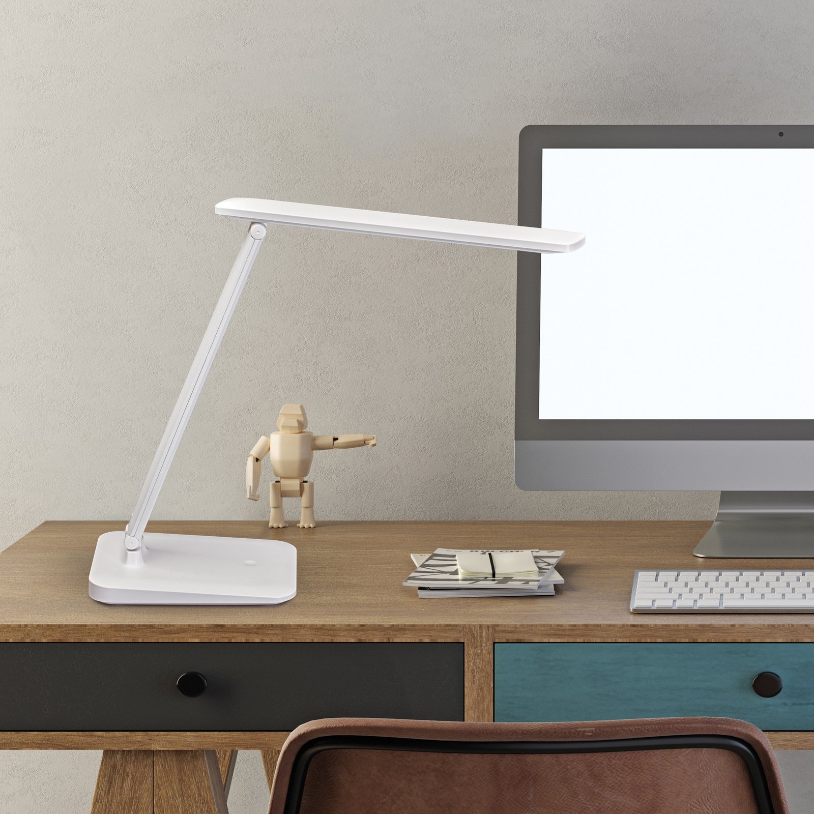 Lámpara de mesa recargable MAULsally, blanca, CCT, atenuable, altura 34 cm