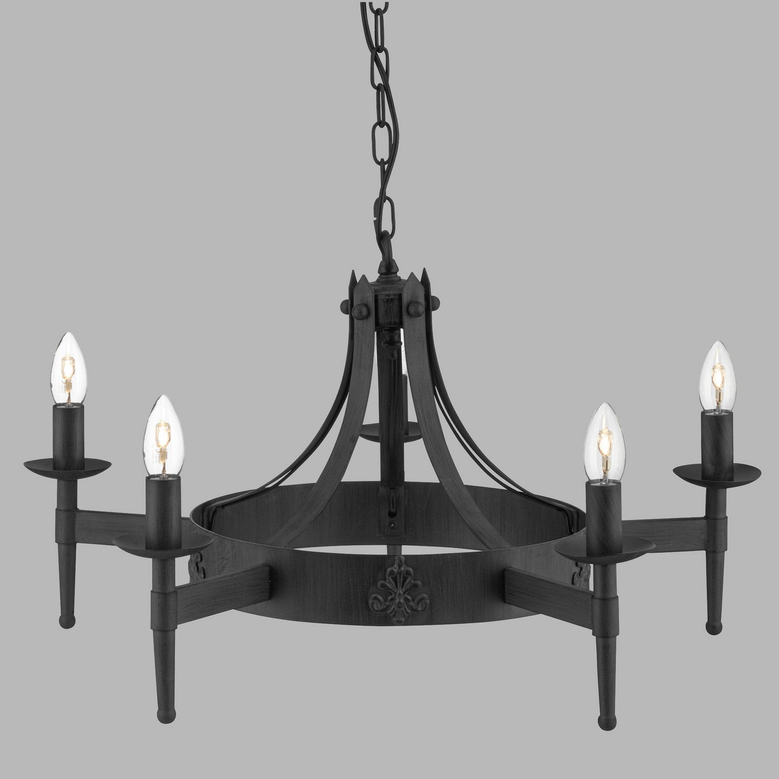 Searchlight Candelabru Cartwheel II 5 becuri - Camera de zi / sufragerie - Antichitate - negru - Metal