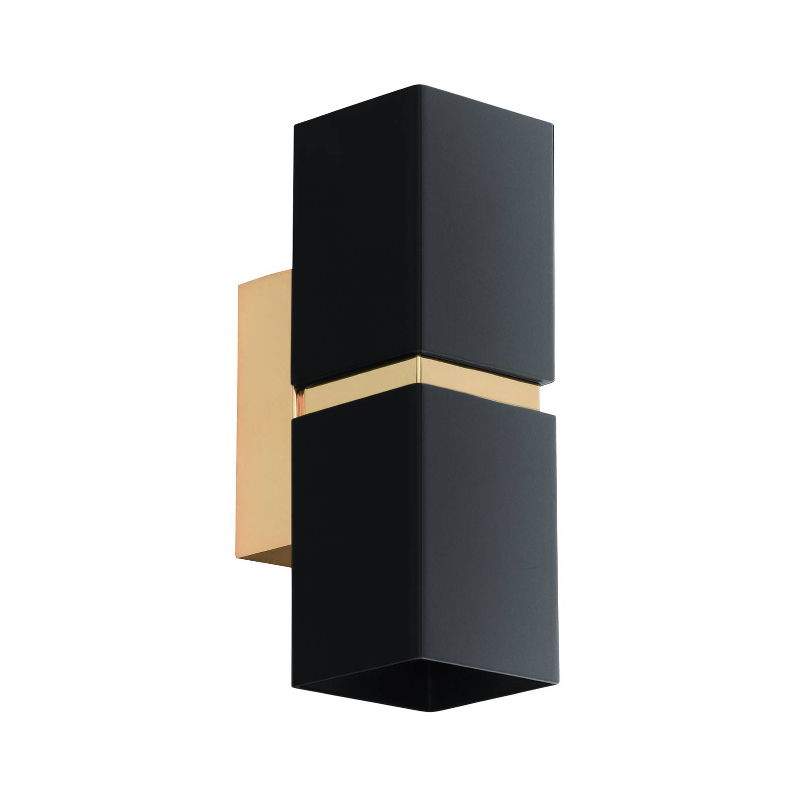 Zweiflammige LED-Wandleuchte Passa, schwarz-gold