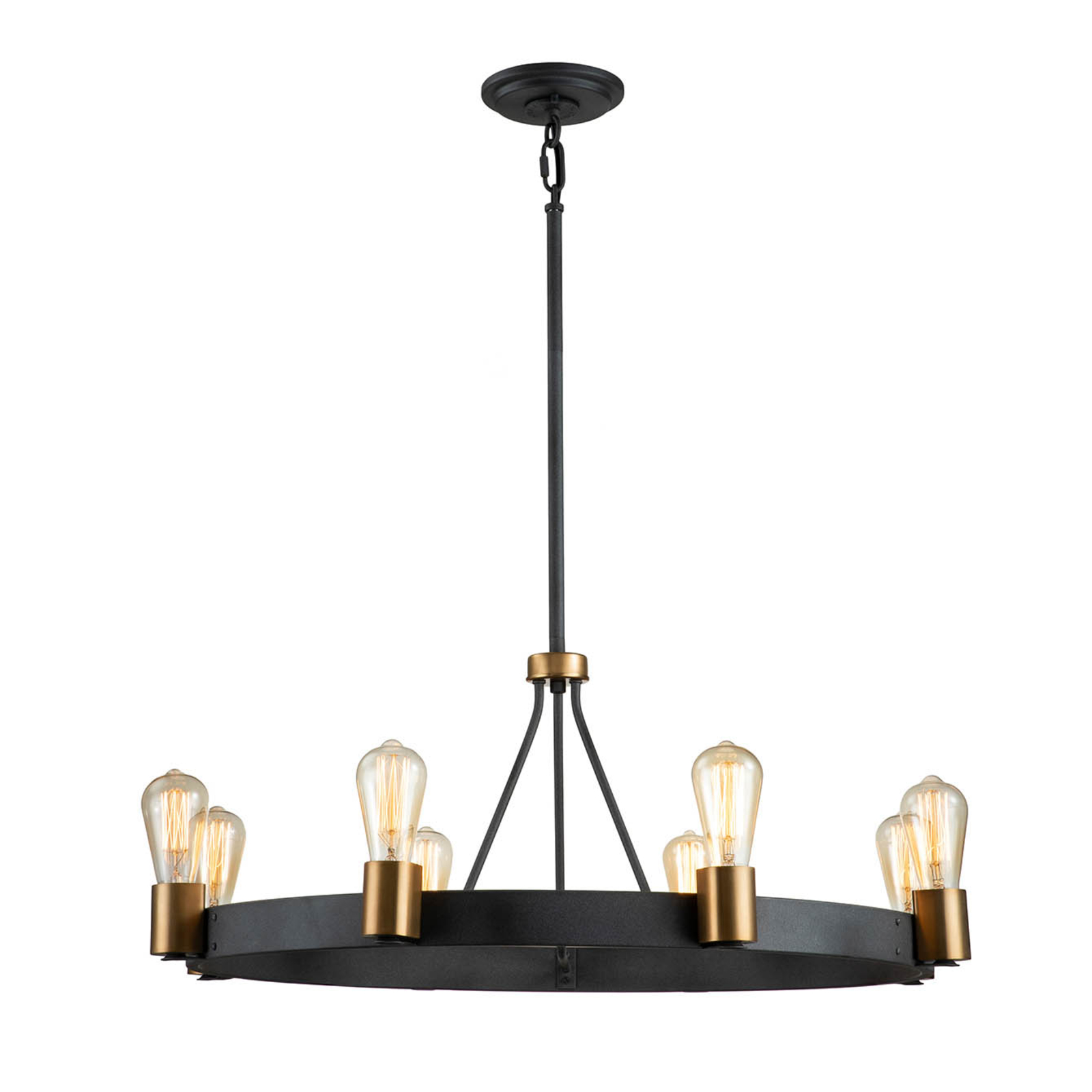 Silas chandelier, black, 8-bulb, Ø 82.9 cm