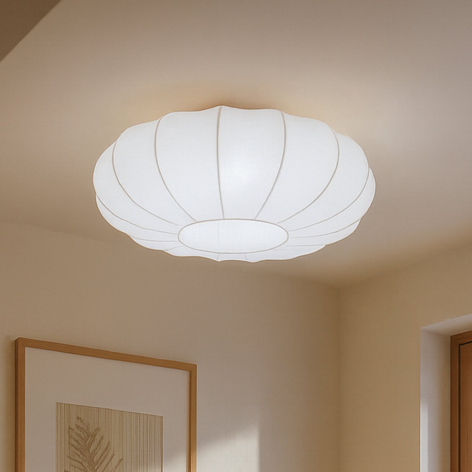 Lindby laevalgusti Helin, valge, Ø 60 cm, tekstiil, 3 x E27