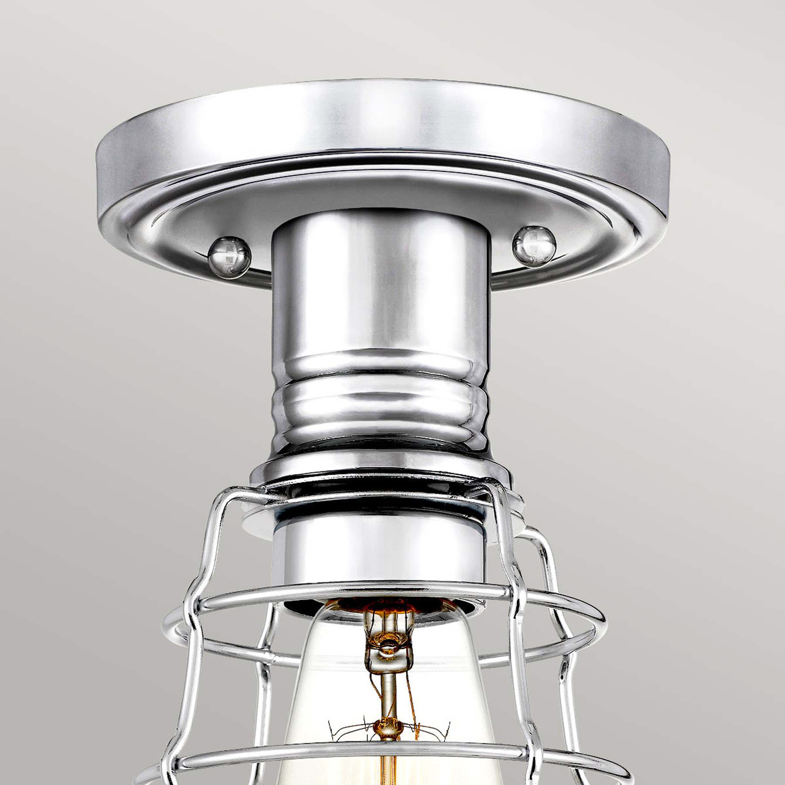 Lampa sufitowa Mixon z metalową klatką, polerowany chrom