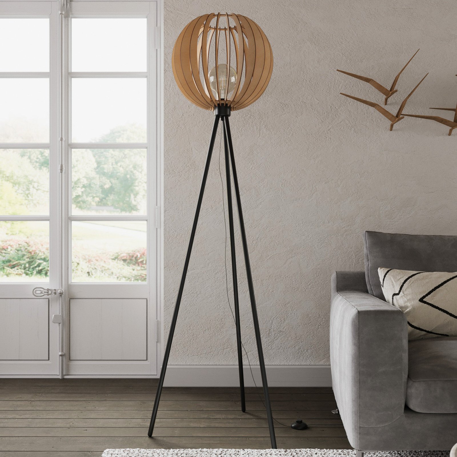 Lampe sur pied Clay Noir/Bois - Envostar