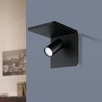 LED-vægspot Ciglie, sort med QI-ladefunktion