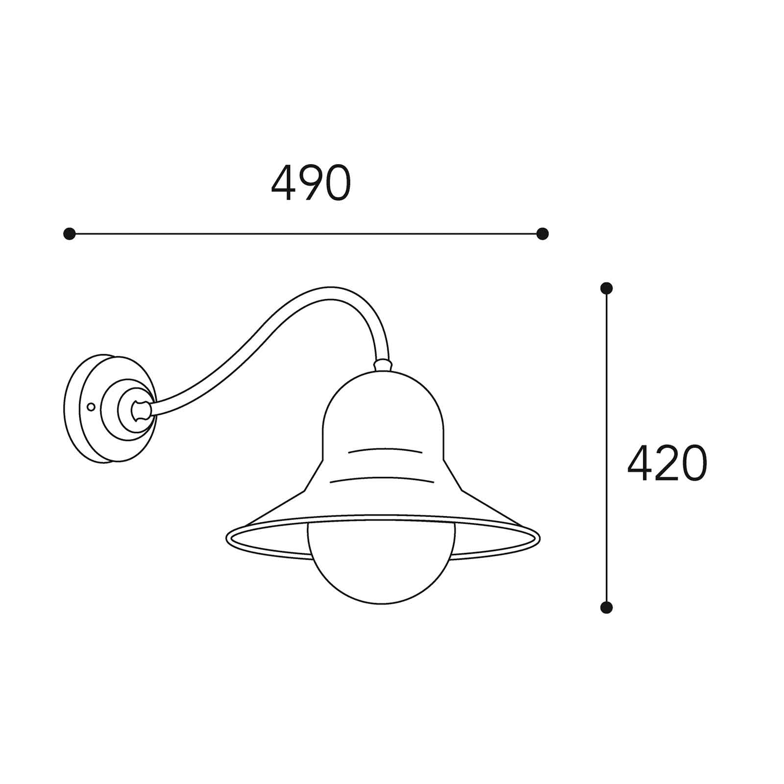 Āra sienas lampa Campanula 2093 misiņa antikvariāts/caurspīdīgs