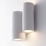 Wandlamp Banjie van gips twee cilinder, wit