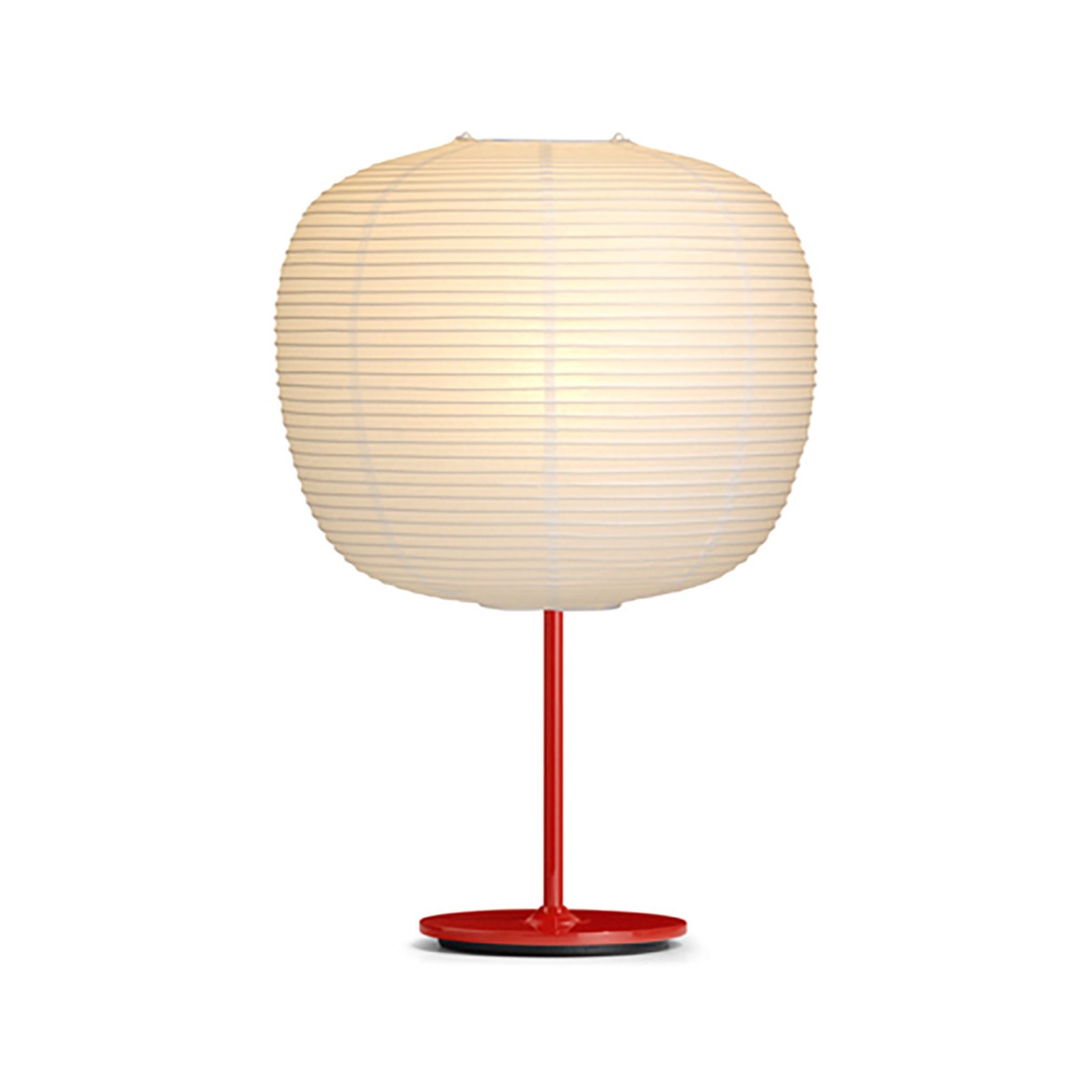 HAY Common Table, Peach lampshade, signal red base