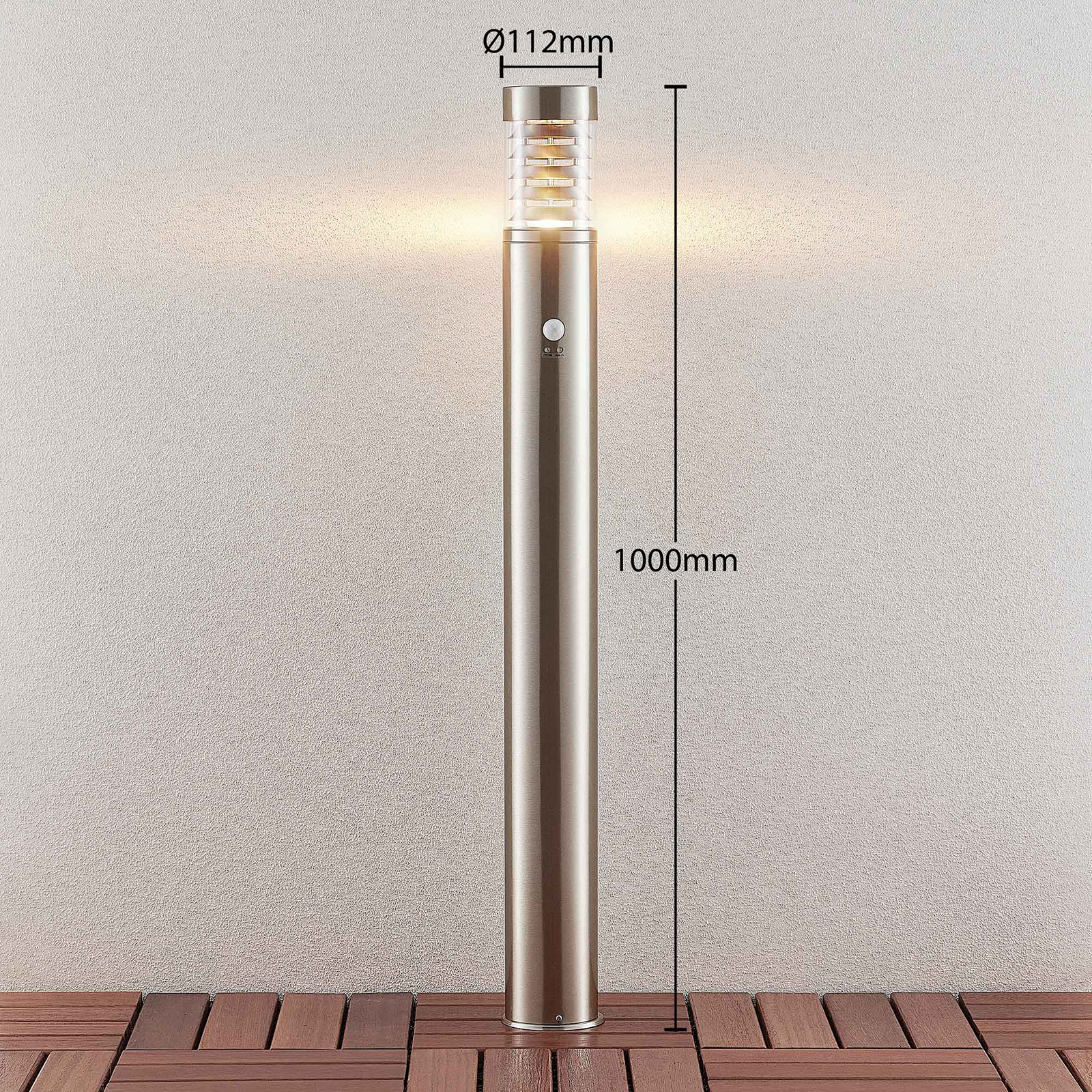 Lindby Piper gånglampa med sensor i rostfritt stål