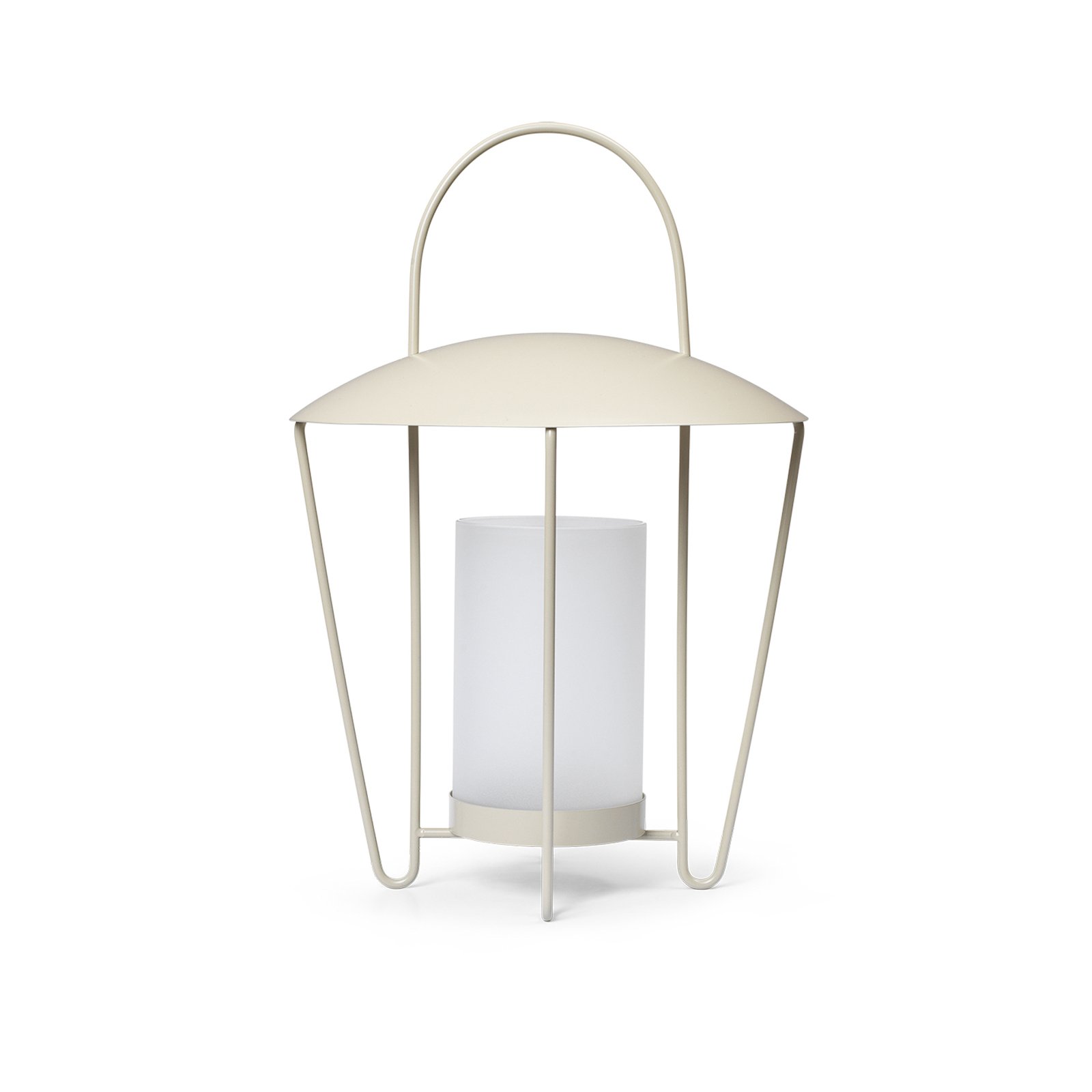 ferm LIVING Laterne Abri, beige, Edelstahl, Glas, Ø 30 cm