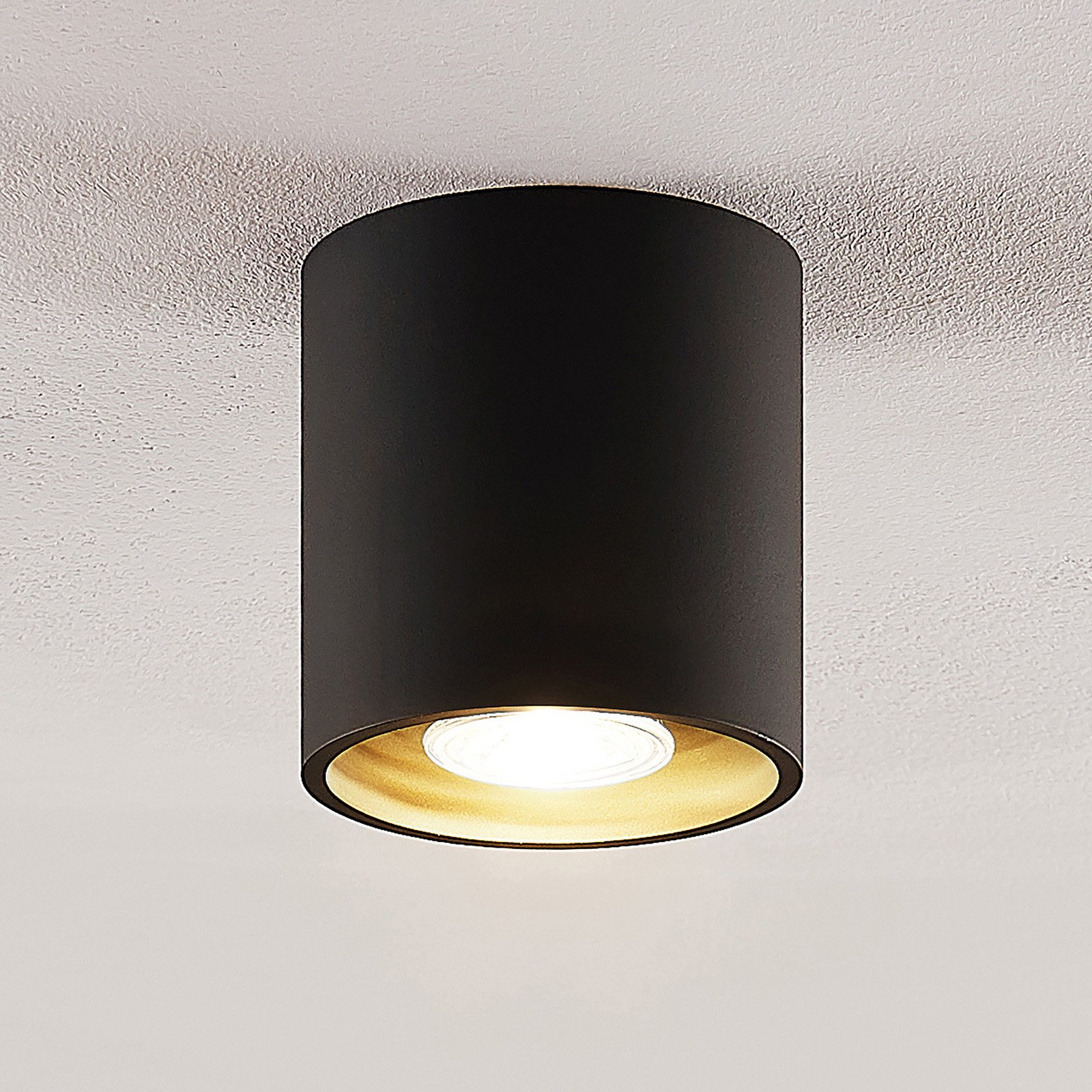 Lindby Parvin Downlight aluminiu rotund negru - Camera de zi / sufragerie - modern - Metal