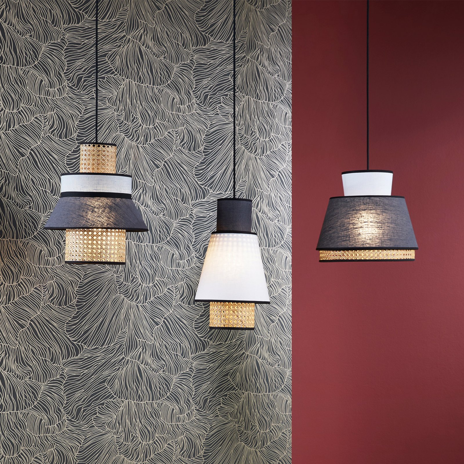 Singapour M Hängelampe, weiß/anthrazit - MARKET SET