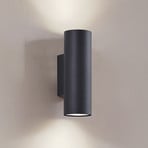 Lindby wandlamp Joffrey, 18 cm, zwart, omhoog/omlaag, GU10
