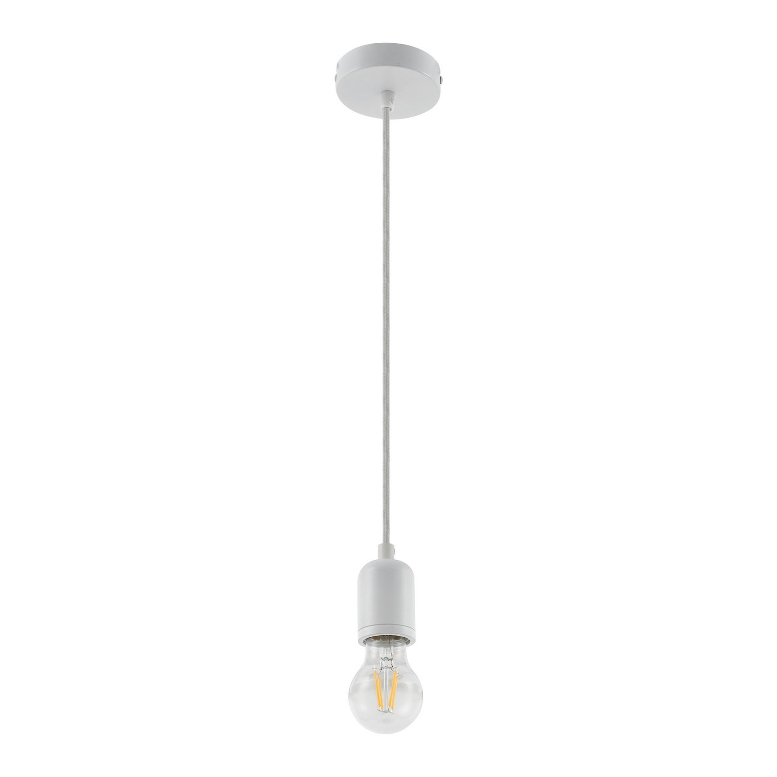 Candeeiro suspenso Lindby Hattie, branco, Ø 4,7 cm, metal, E27