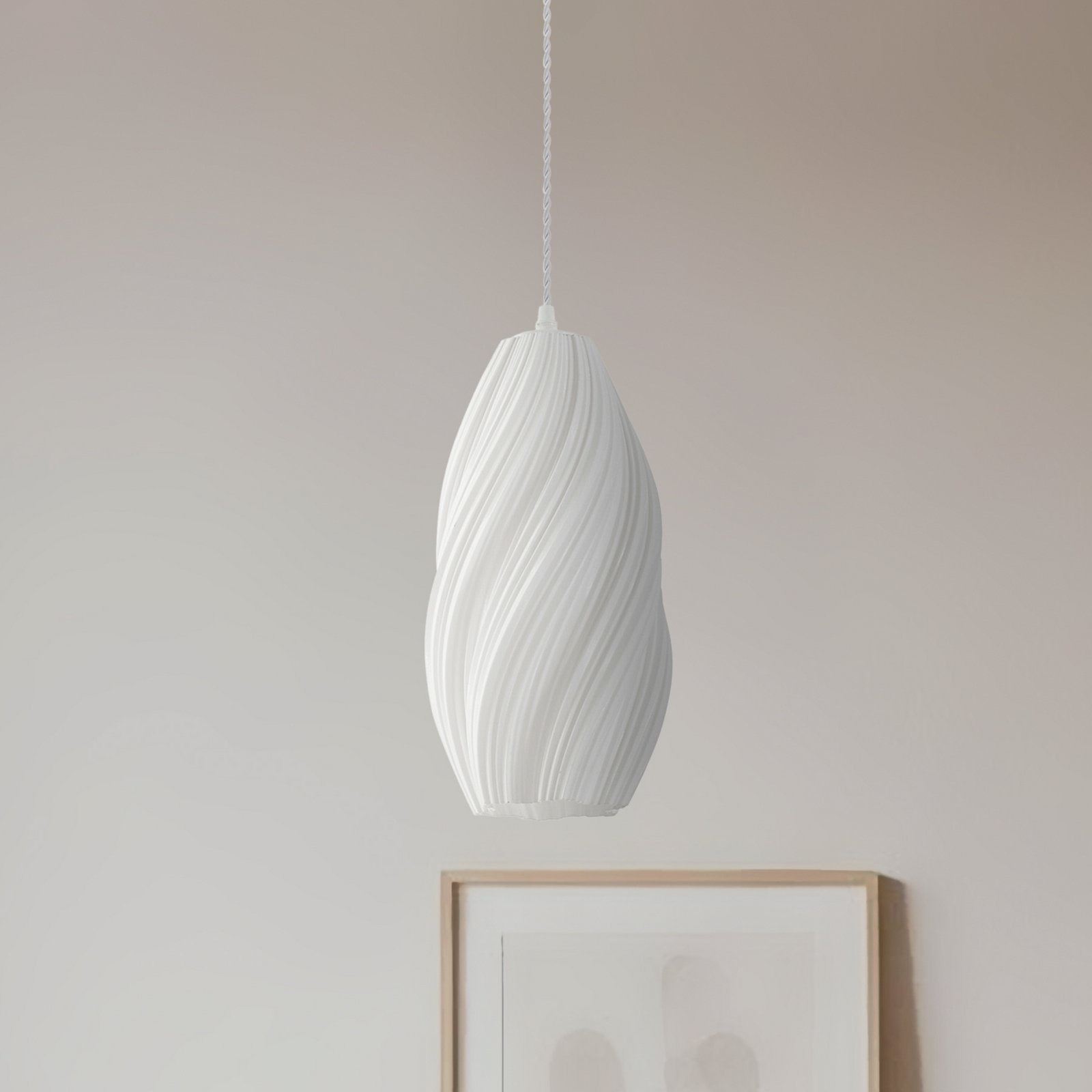 Lindby Pendelleuchte Nuvia, Ø 15,5 cm, weiß, 3D Druck