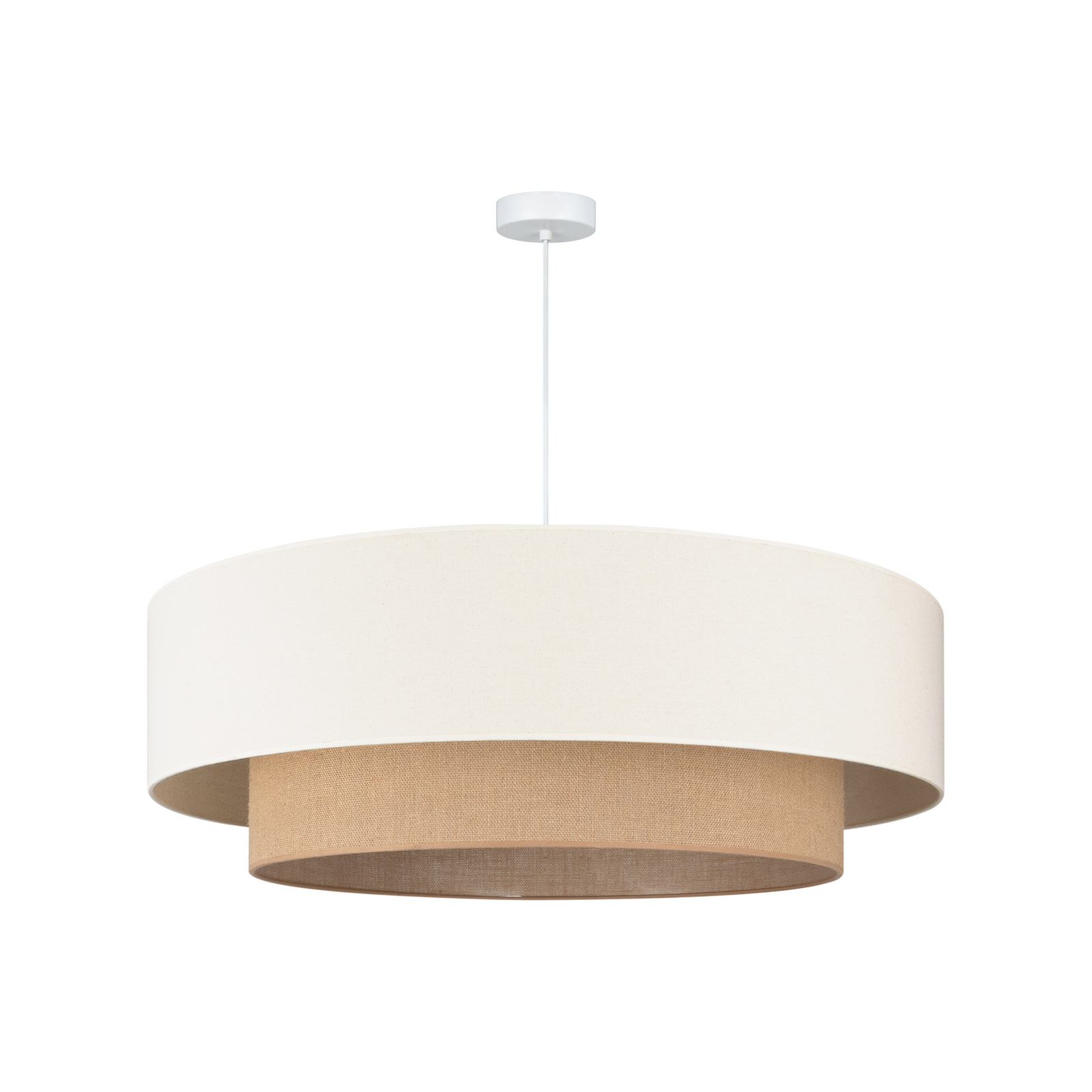 Viseča svetilka Boho, bež/juta, Ø 80 cm, tekstil, E27