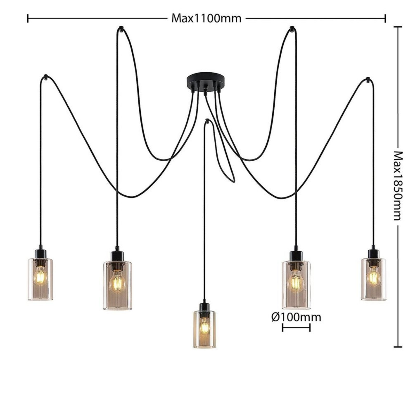 Emavi Spider Lustră Pendul Black/Smoke - Lindby