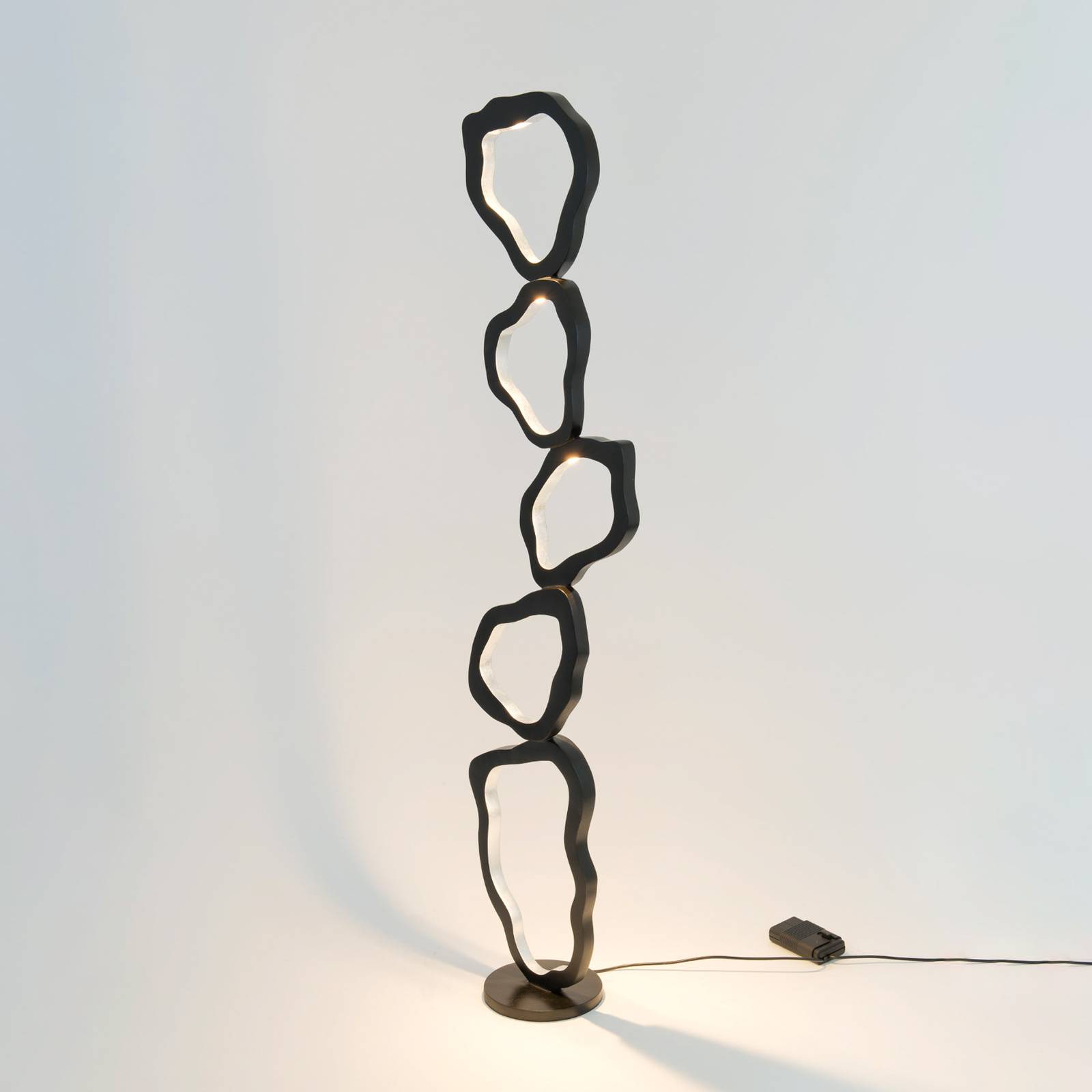 Holländer infernale led állólámpa, fekete/ezüst, 5 lámpás, vasalva
