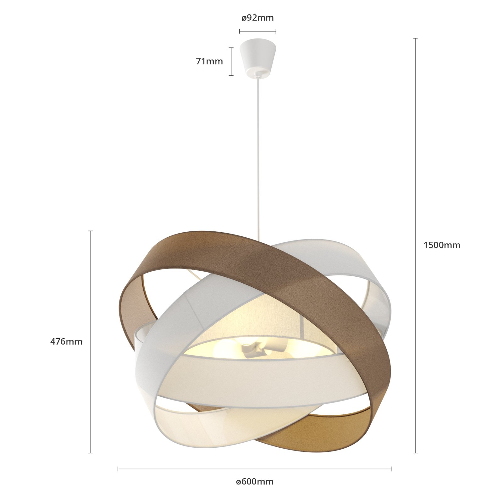 Simaria Pendelleuchte Brown/White/Grey - Lindby