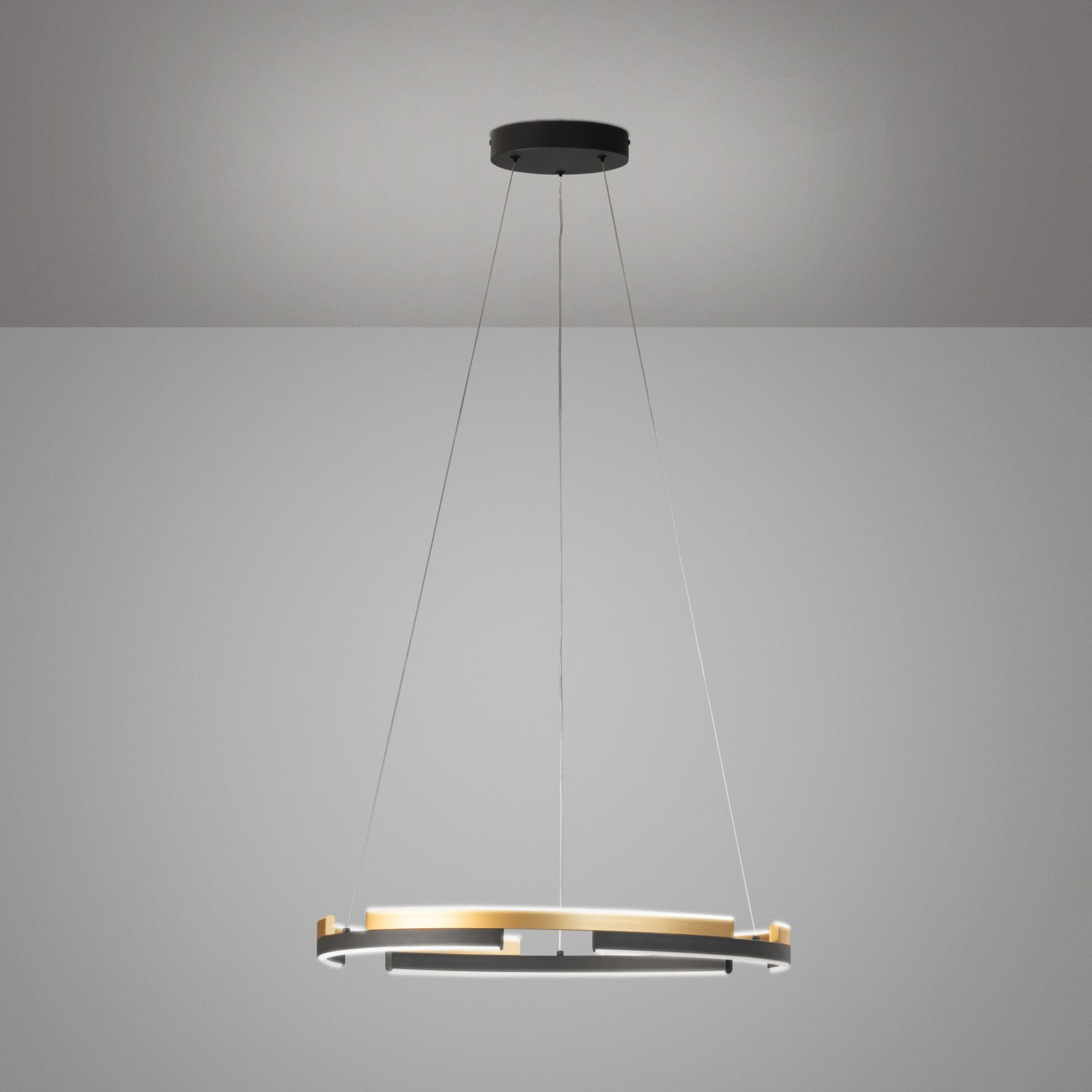 Circly LED pendant light, metal, remote control, CCT, dimmable