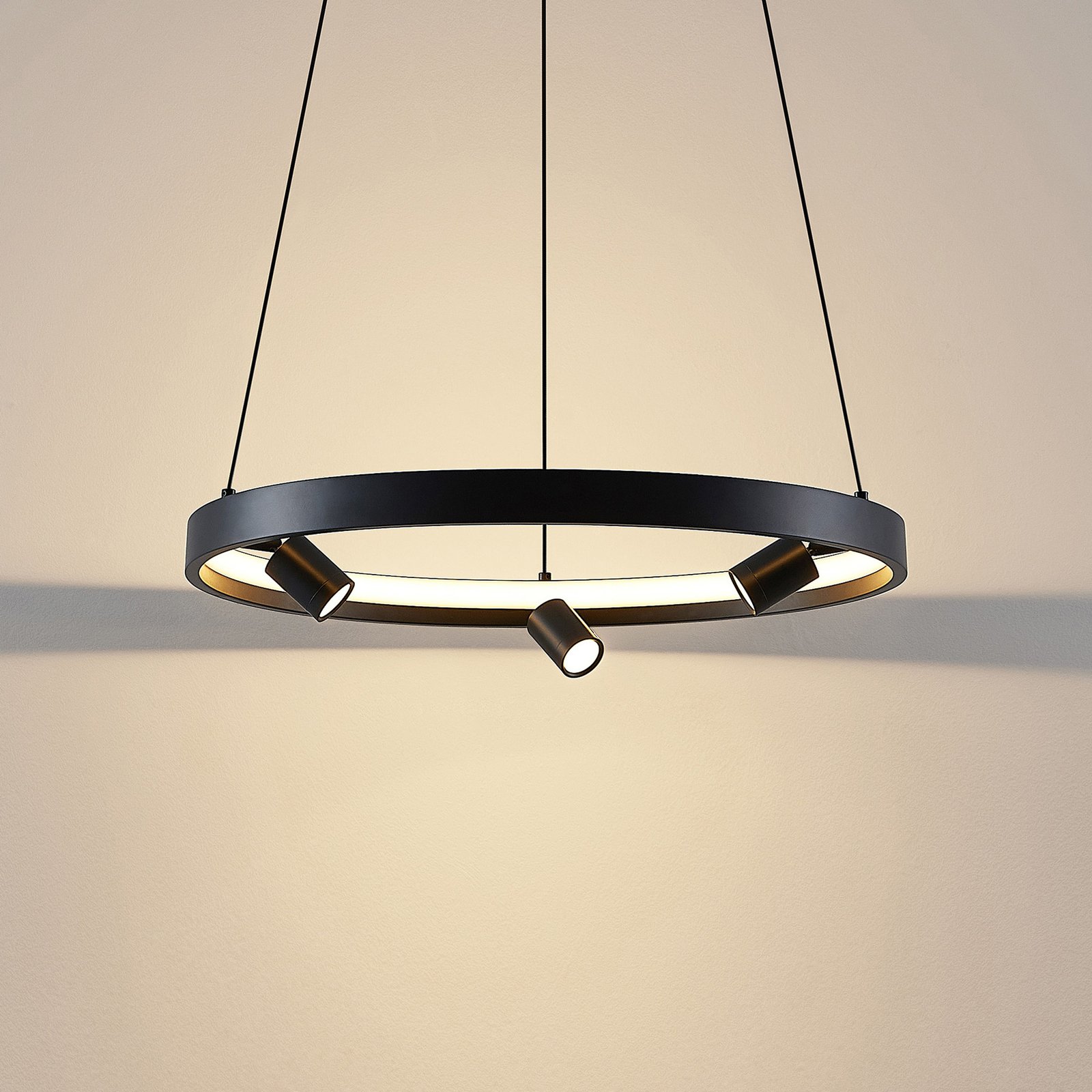 Lucande Paliva LED-hengelampe, 48 cm, svart