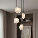 Candeeiro suspenso Lucande Lunelle, preto, vidro, 4 lâmpadas, Ø 40 cm