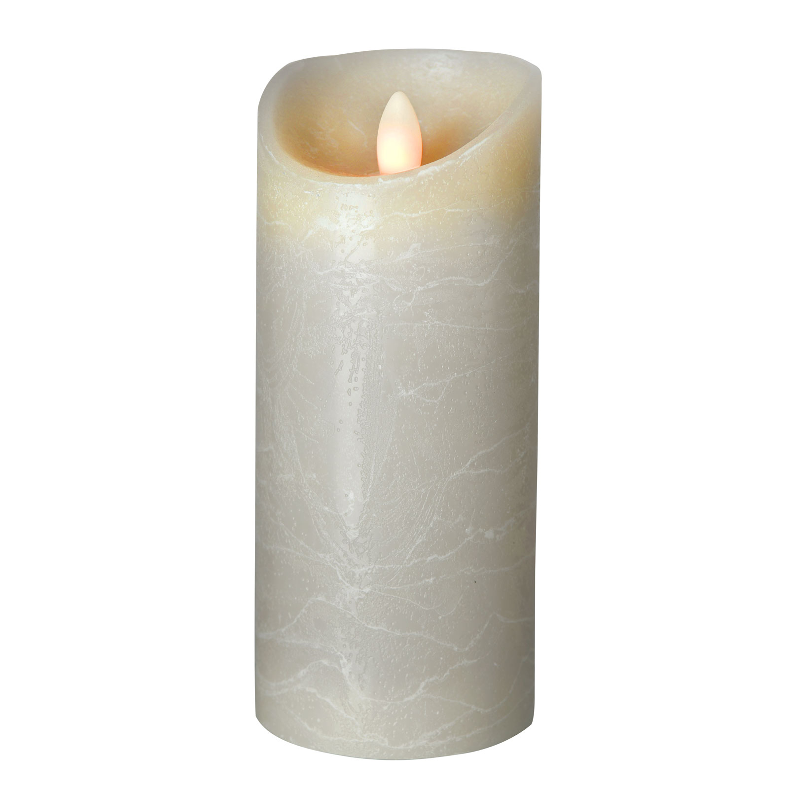Sompex Shine LED candle, Ø 7.5 cm, grey, height 17.5 cm, wax, 0.06 W, H: 17.5 cm