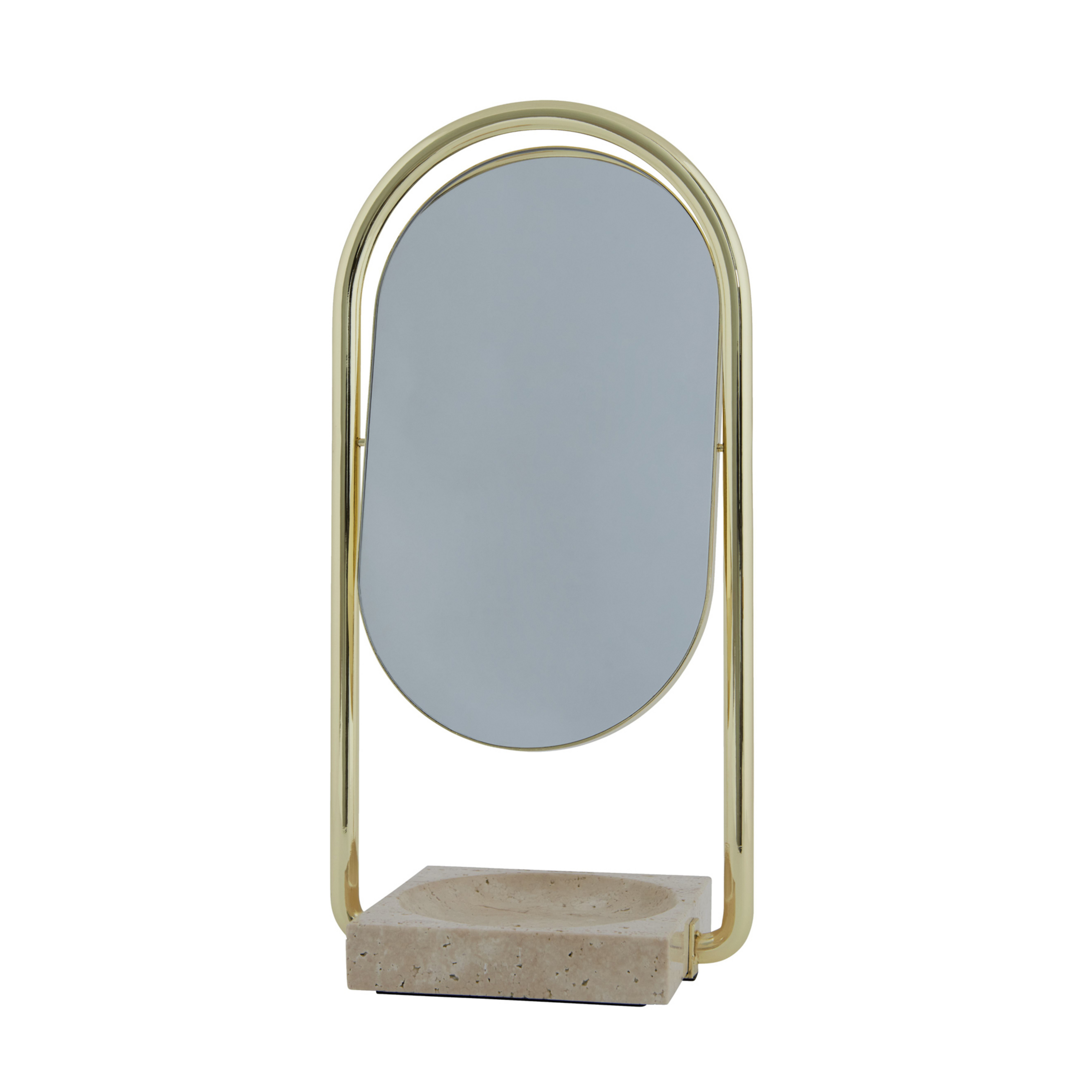Angui Table Miroir Or/Travertine - AYTM