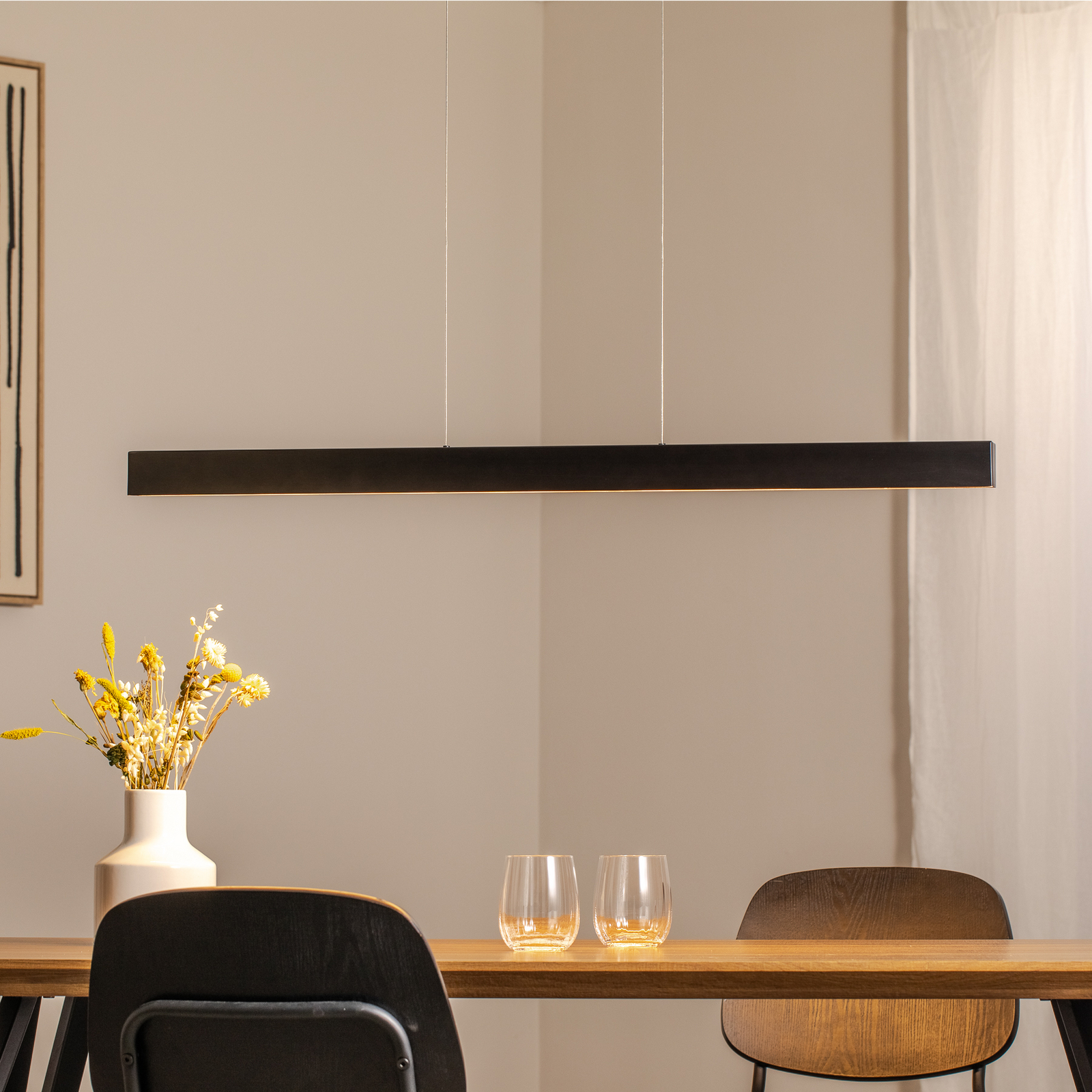 Suspension LED Broll, anthracite, acier, longueur 100 cm